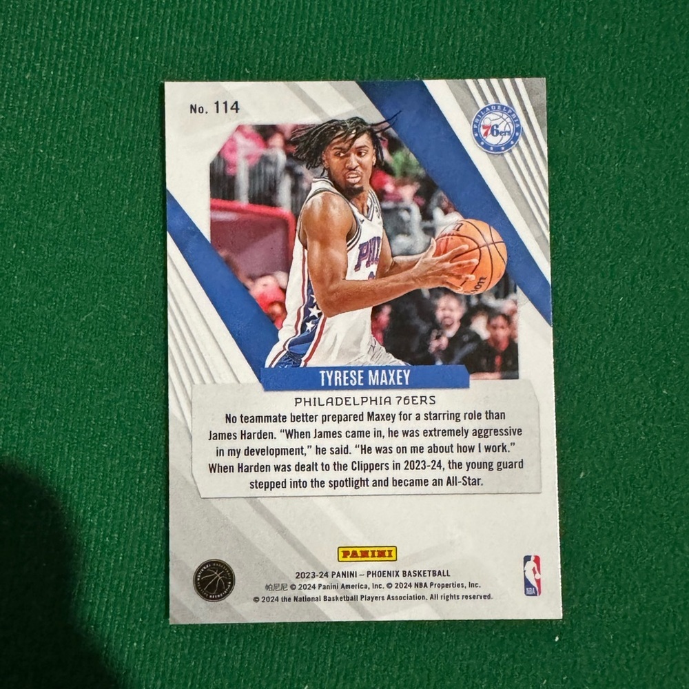 2023-24 Tyrese Maxey Panini Phoenix Hologram. Just opened from box - Picture 2 of 2